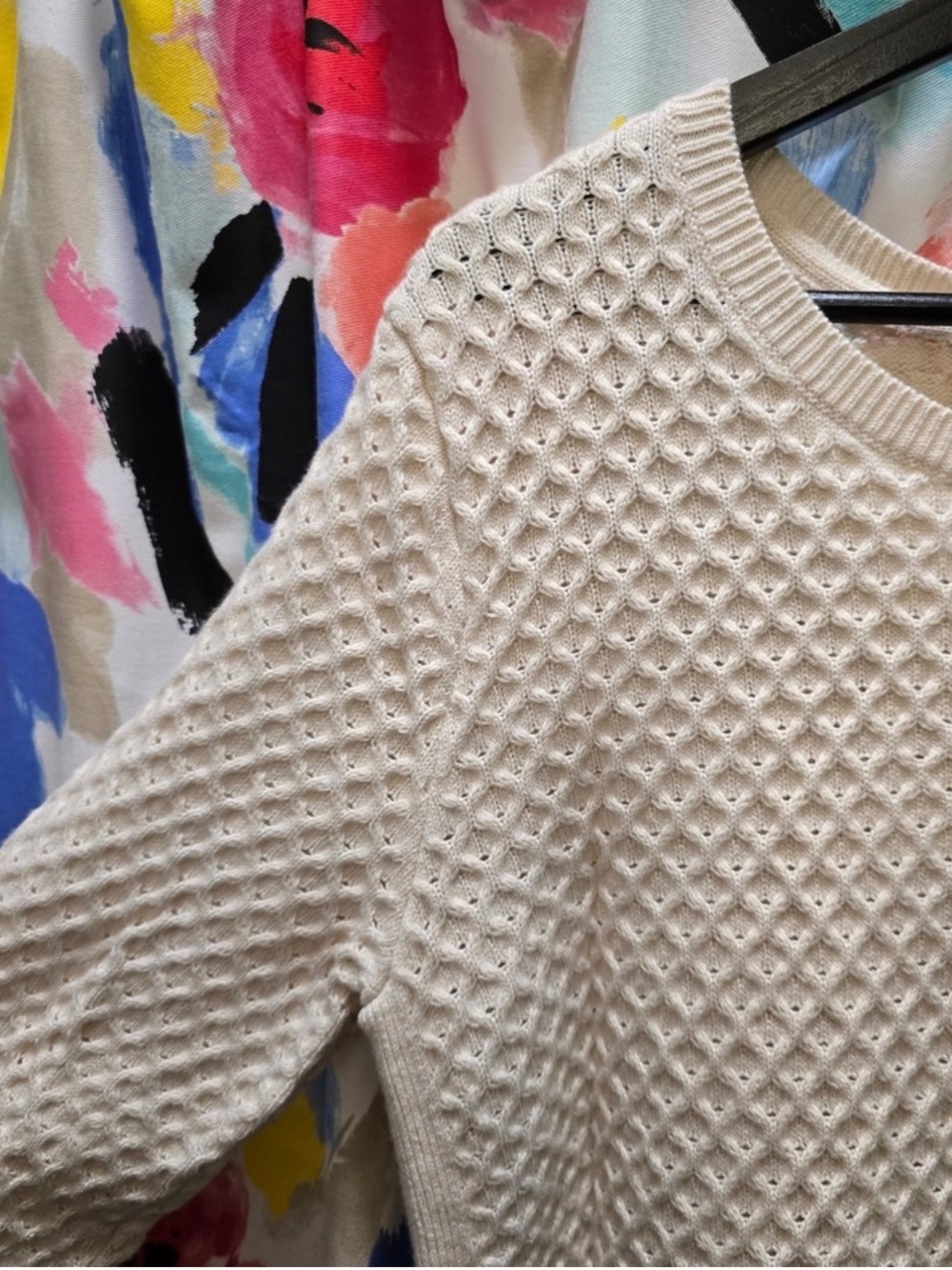 Athleta Women's Cream Knit Long Sleeve Sweater Merino Wool Blend Large - Picture 4 of 13